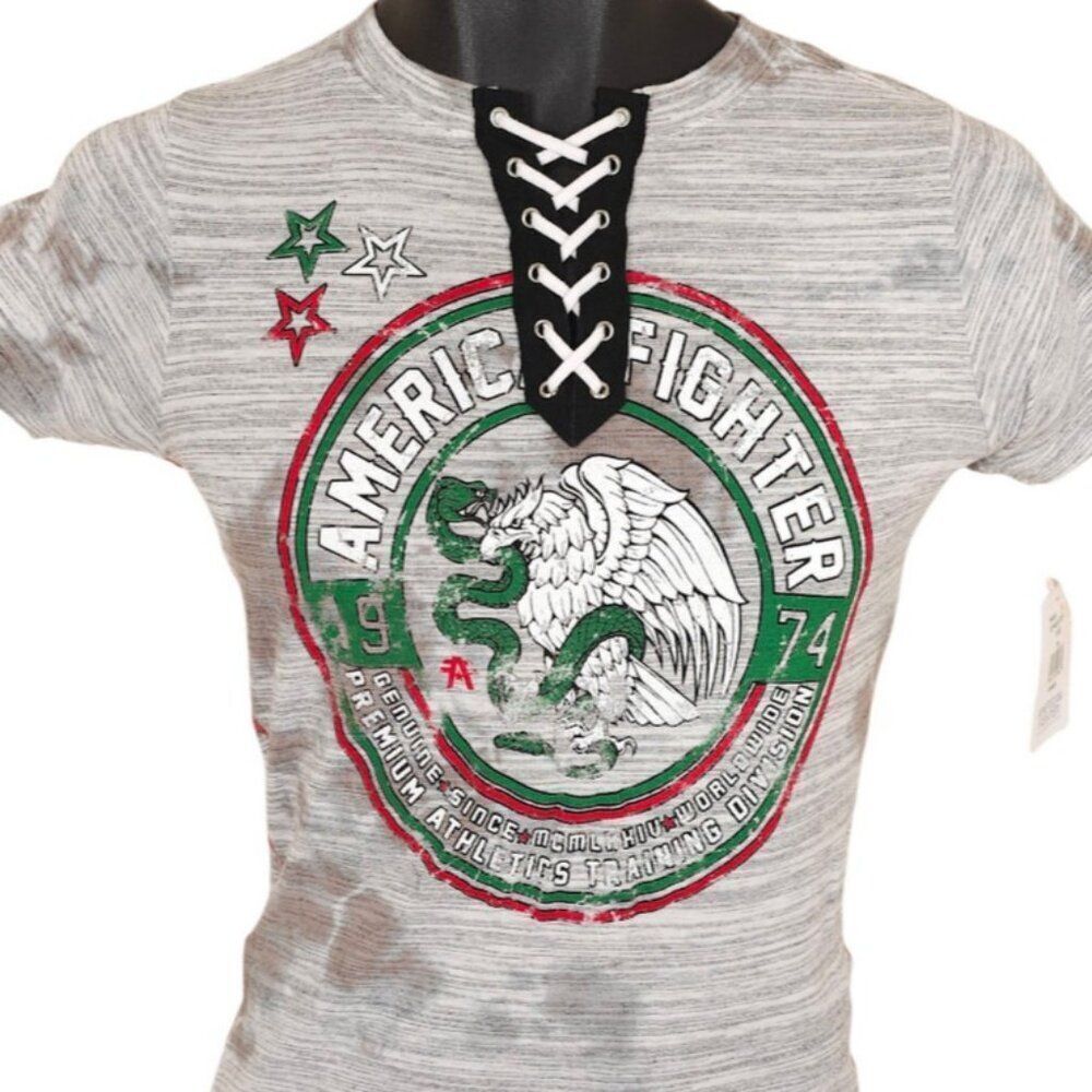 American Fighter T Shirt Womens Size XS Gray El Paso MMA Mixed Martial Arts